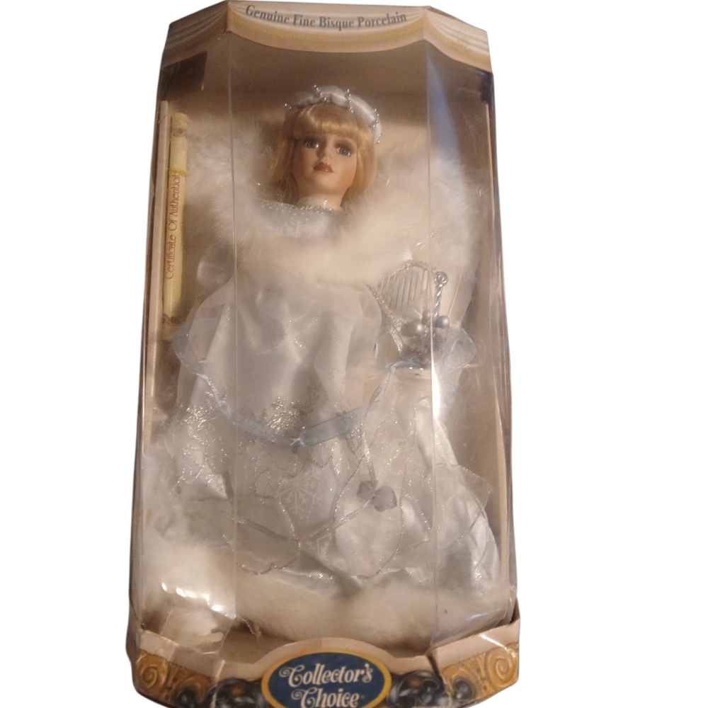 Porcelain Doll in White and Silver